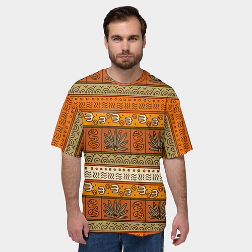 Мужская футболка оверсайз В африканском стиле / 3D-принт – фото 3