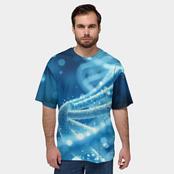 Футболка оверсайз мужская Днк в синем свечении, цвет: 3D-принт — фото 2