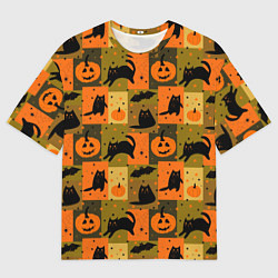 Футболка оверсайз мужская Хэллоуин мозаика, цвет: 3D-принт