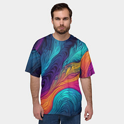 Футболка оверсайз мужская Перья эбру абстракция, цвет: 3D-принт — фото 2