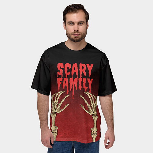 Мужская футболка оверсайз Scary famyli / 3D-принт – фото 3