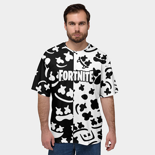 Мужская футболка оверсайз Fortnite patten Marshmello / 3D-принт – фото 3