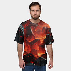 Футболка оверсайз мужская Текстура черных камней, цвет: 3D-принт — фото 2