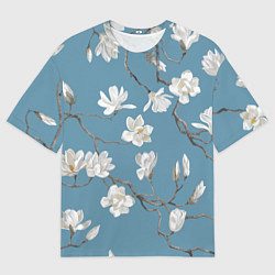 Футболка оверсайз мужская Цветы акварелью ветки магнолии, цвет: 3D-принт