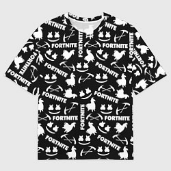 Футболка оверсайз мужская Fortnite black pattern, цвет: 3D-принт