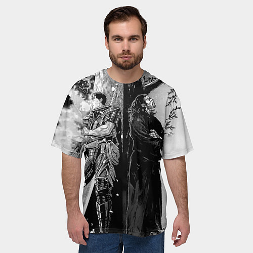 Мужская футболка оверсайз Berserk and Miyamoto Musashi / 3D-принт – фото 3