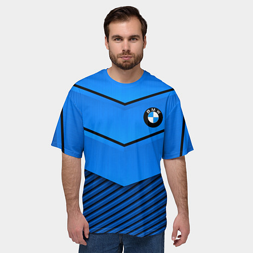 Мужская футболка оверсайз BMW geometry blue / 3D-принт – фото 3