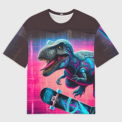 Футболка оверсайз мужская Дино крутой скейтбордист - граффити, цвет: 3D-принт
