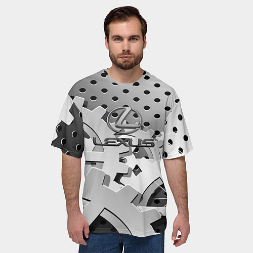 Мужская футболка оверсайз Lexus carbon steel / 3D-принт – фото 3