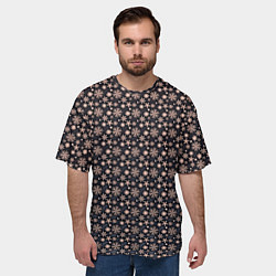Футболка оверсайз мужская Паттерн снежинки волшебный медный, цвет: 3D-принт — фото 2