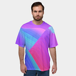 Футболка оверсайз мужская Неоновая геометрия полосы, цвет: 3D-принт — фото 2