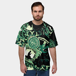 Футболка оверсайз мужская Полумесяц и мусульманские узоры, цвет: 3D-принт — фото 2