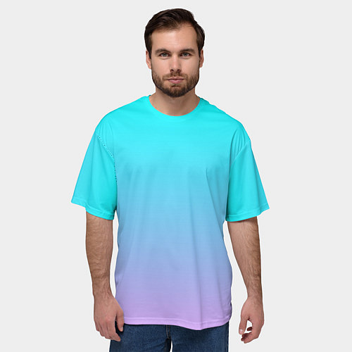 Мужская футболка оверсайз Неоновые разводы градиента / 3D-принт – фото 3