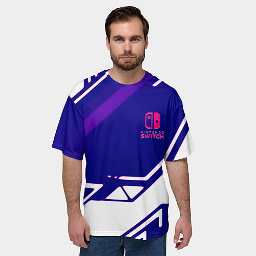 Мужская футболка оверсайз Нинтендо геометрия киберспорт / 3D-принт – фото 3
