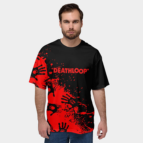 Мужская футболка оверсайз Deathloop руки краска / 3D-принт – фото 3