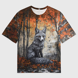 Футболка оверсайз мужская Серый лисёнок, цвет: 3D-принт