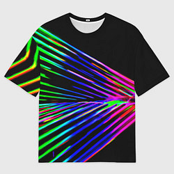 Футболка оверсайз мужская Неоновый лучи текстура, цвет: 3D-принт