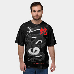 Футболка оверсайз мужская Love in caution, цвет: 3D-принт — фото 2