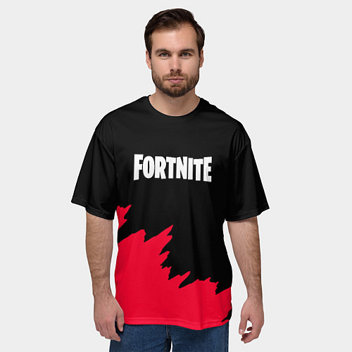 Мужская футболка оверсайз Fortnite розовые краски / 3D-принт – фото 3