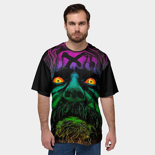 Мужская футболка оверсайз Rob zombie - head / 3D-принт – фото 3