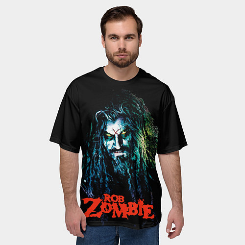 Мужская футболка оверсайз Rob zombie portrait / 3D-принт – фото 3