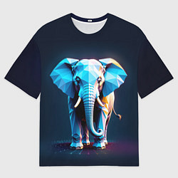 Футболка оверсайз мужская Синий геометрический слон, цвет: 3D-принт
