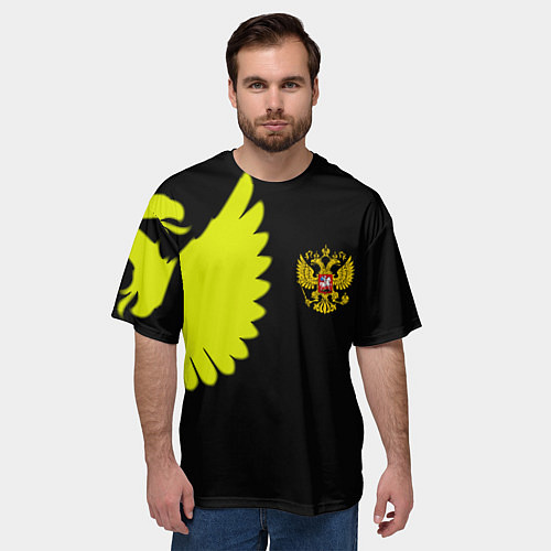 Мужская футболка оверсайз Герб РФ орёл / 3D-принт – фото 3