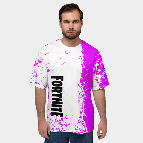 Мужская футболка оверсайз Fortnite pink color / 3D-принт – фото 3