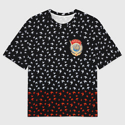 Мужская футболка оверсайз Герб РФ и ссср ласточки