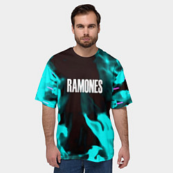 Футболка оверсайз мужская Ramones fire rose, цвет: 3D-принт — фото 2
