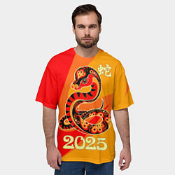 Футболка оверсайз мужская Год змеи - 2025, цвет: 3D-принт — фото 2