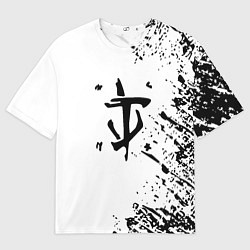 Футболка оверсайз мужская Doom logo краски чёрные, цвет: 3D-принт