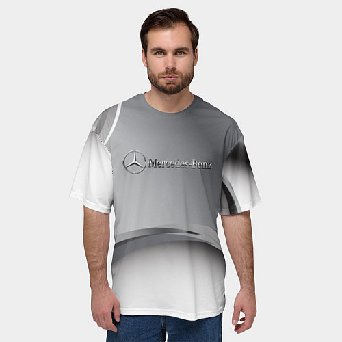 Мужская футболка оверсайз Mercedes benz grey / 3D-принт – фото 3