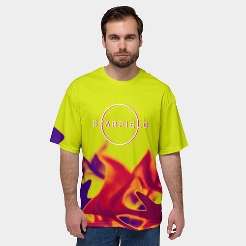 Мужская футболка оверсайз Starfield fire steel / 3D-принт – фото 3