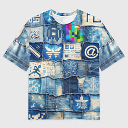 Футболка оверсайз мужская Пэчворк с игровыми значками, цвет: 3D-принт