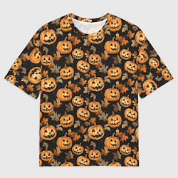 Футболка оверсайз мужская Тыквы с лицами, цвет: 3D-принт