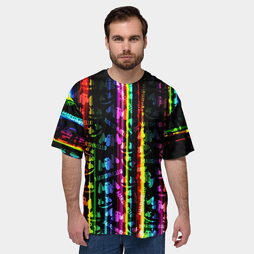 Мужская футболка оверсайз Marshmello градиент / 3D-принт – фото 3