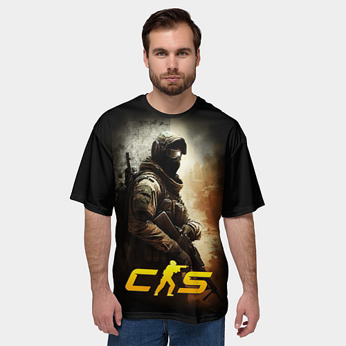 Мужская футболка оверсайз CS спецназовец / 3D-принт – фото 3