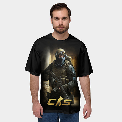Мужская футболка оверсайз CS спецназовец / 3D-принт – фото 3