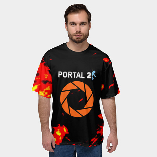 Мужская футболка оверсайз Portal огненная лава / 3D-принт – фото 3