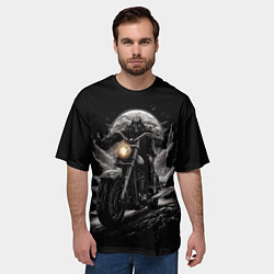 Футболка оверсайз мужская Мотоциклист готический стиль, цвет: 3D-принт — фото 2