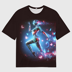 Футболка оверсайз мужская Cyber girl and butterflies - neon glow fantasy, цвет: 3D-принт