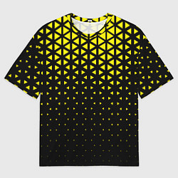 Мужская футболка оверсайз Геометрический градиент - чёрно-жёлтый