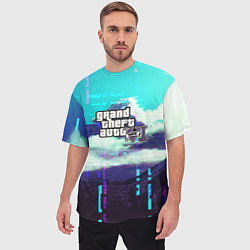 Футболка оверсайз мужская GTA6 glitch pattern, цвет: 3D-принт — фото 2