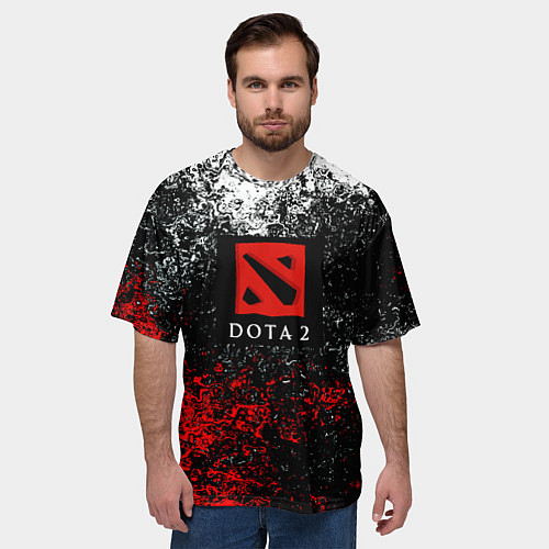 Мужская футболка оверсайз Dota 2 брызги красок / 3D-принт – фото 3