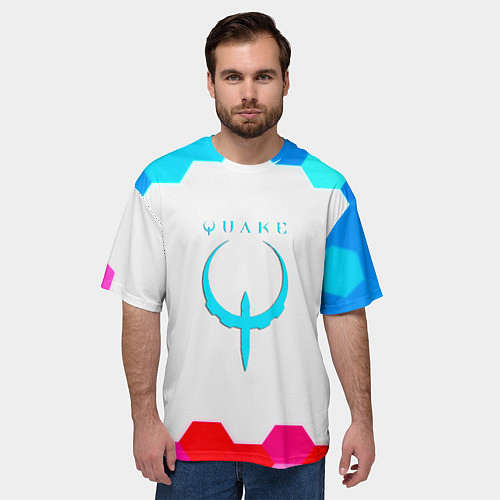 Мужская футболка оверсайз Квейк соты / 3D-принт – фото 3