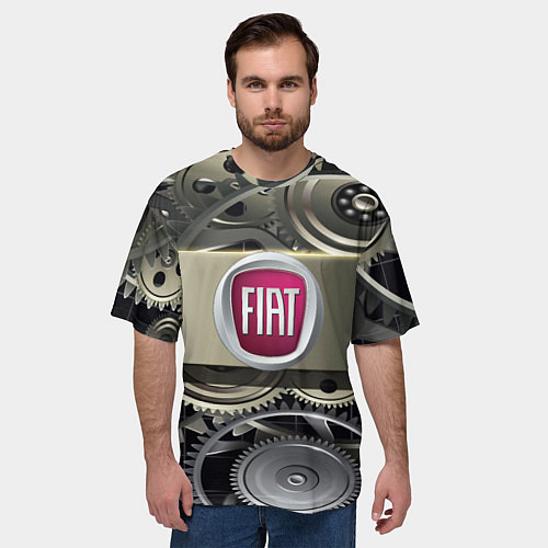 Мужская футболка оверсайз FIAT logo motors / 3D-принт – фото 3