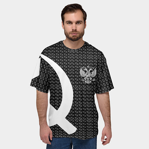 Мужская футболка оверсайз Герб РФ паттерн стиль ссср / 3D-принт – фото 3