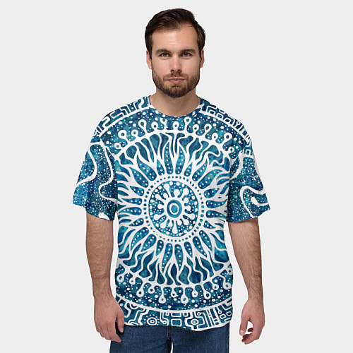 Мужская футболка оверсайз Зимний шаманский бубен / 3D-принт – фото 3