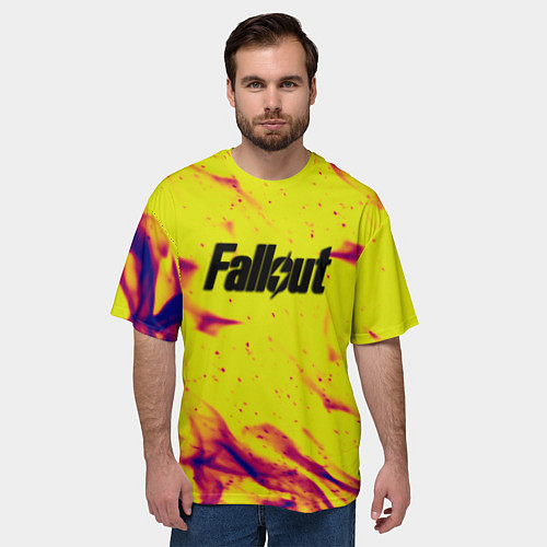 Мужская футболка оверсайз Fallout fire steel / 3D-принт – фото 3